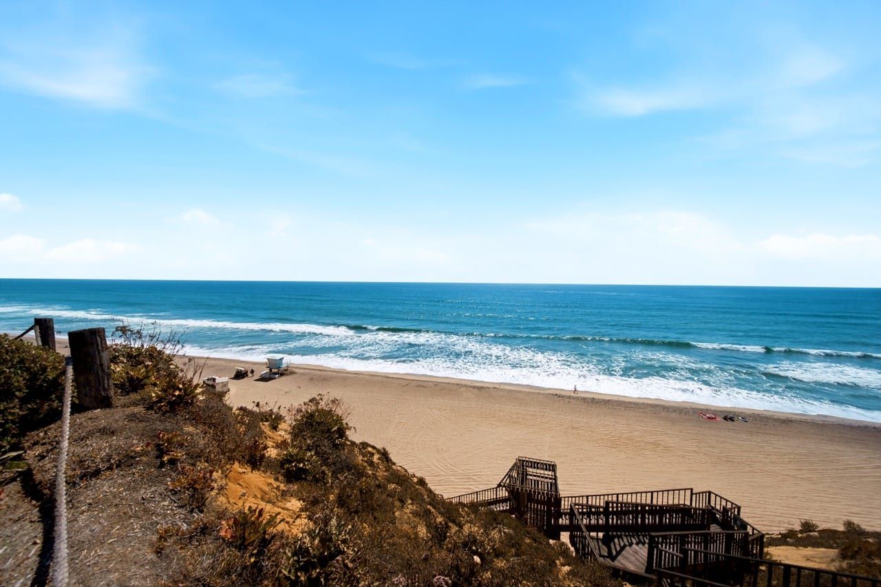 The private stairs leading down the bluff to the sand