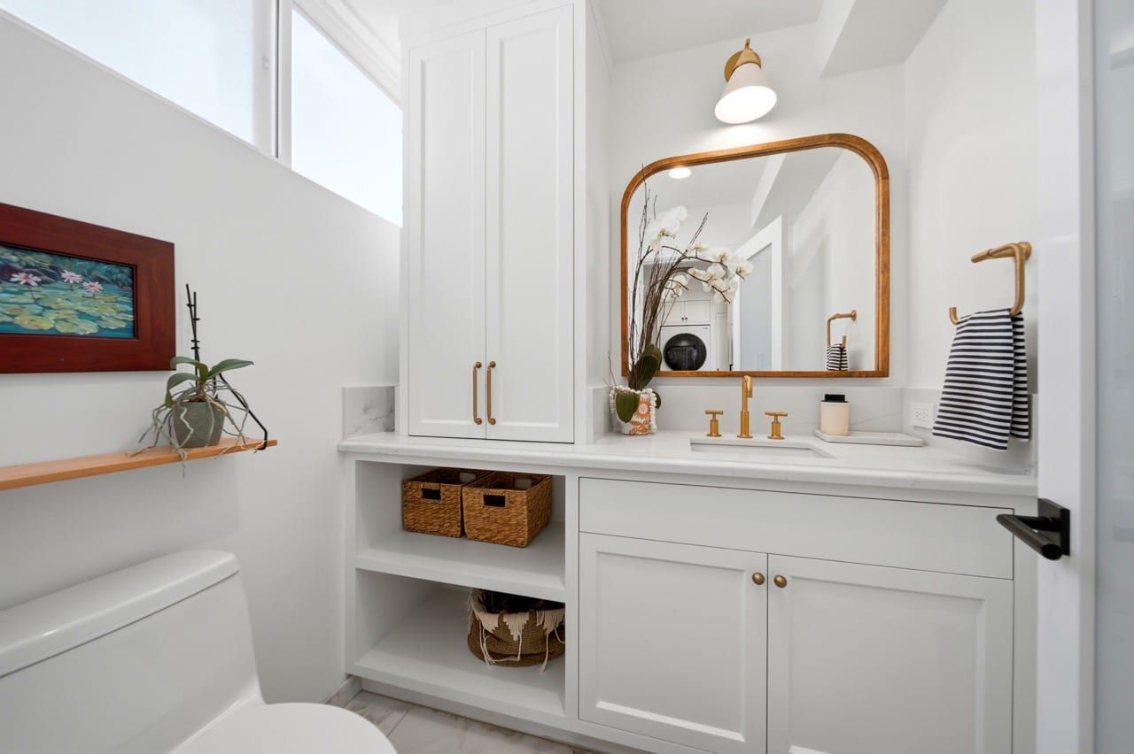 The powder room on the main level